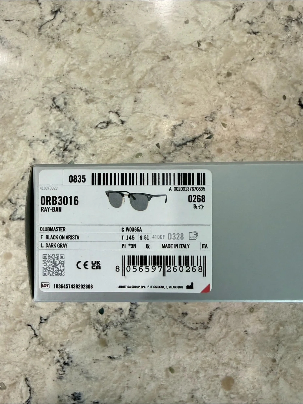 Ray Ban Clubmaster Sunglasses Black on Ariana Dark Gray Frames